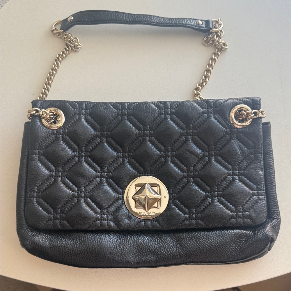 Kate Spade Black Quilted Gold Chain Shoulder Bag